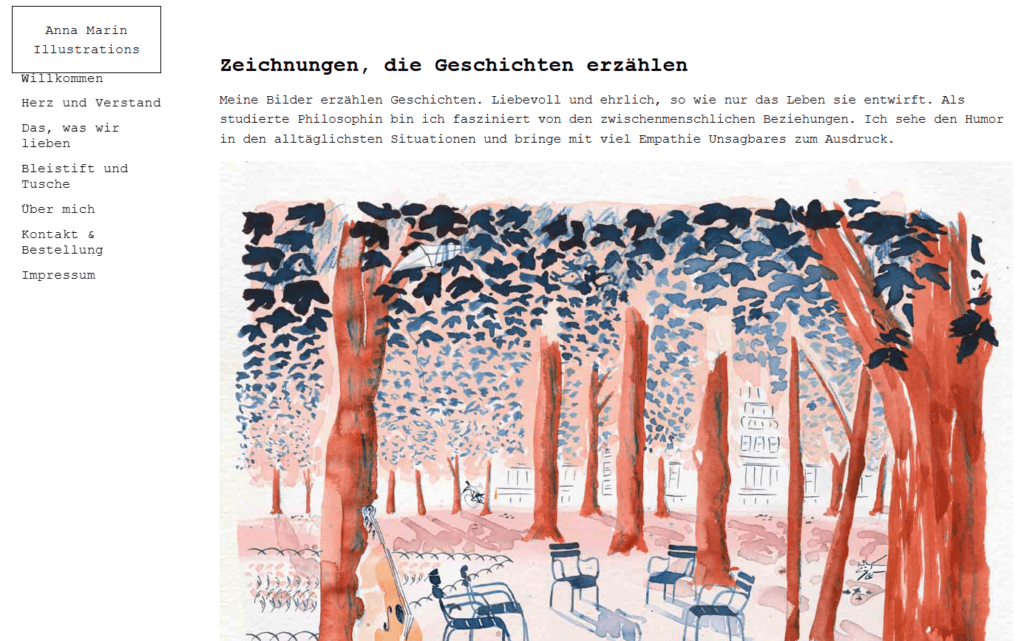 Screenshot Website von Anna Marin